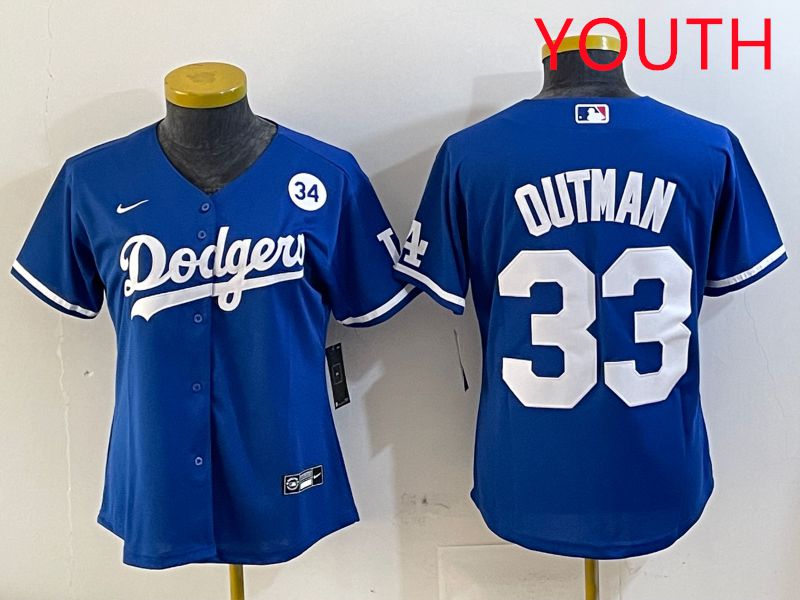 Youth Los Angeles Dodgers #33 Outman Blue Game 2025 Nike MLB Jersey style 7